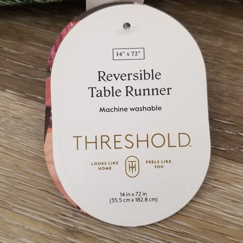 NWT Threshold Christmas Green White Reversible Table Runner